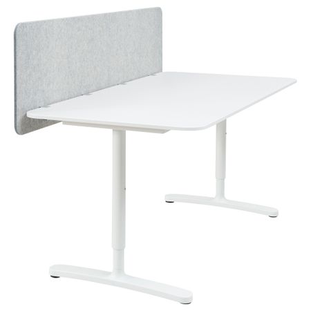 Стол с экраном, 160x80 48 см, белый, серый IKEA BEKANT БЕКАНТ 093.873.61