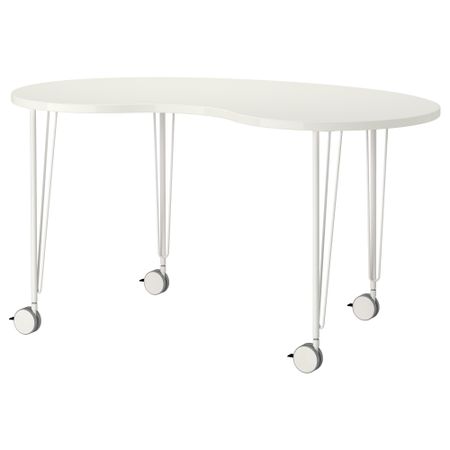 Стол ХИССМОН / КРИЛЛЕ, в форме кешью, белый (140x75 см)