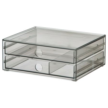 Мини-комод с 2 ящиками, дымчатый 23x19x9 см IKEA GODMORGON ГОДМОРГОН 004.565.56