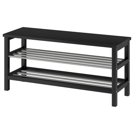 Скамья с полкой для обуви, черный 108x34x50 см IKEA TJUSIG ЧУСИГ 003.753.67