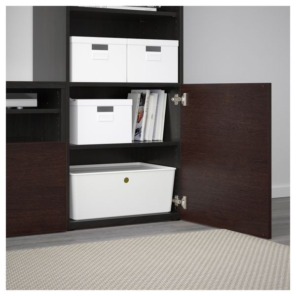 Шкаф для ТВ, комбинированный, стекляные дверцы БЕСТО, черно-коричневый, Инвикен черно-коричневый прозрачное стекло (300x40x230 - фото 3