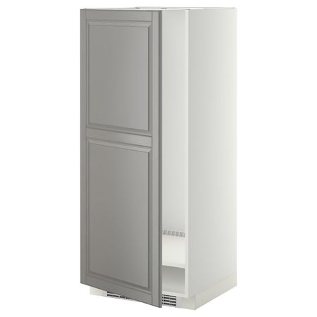 Высокий шкаф для холодильник/мороз, белый/Будбин серый 60x60x140 см IKEA METOD МЕТОД 292.270.36
