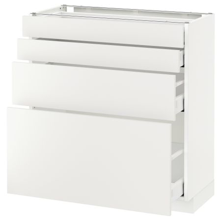 Напольный шкаф 4 фронтальных панели, 4 ящика МЕТОД / МАКСИМЕРА, белый, Хэггеби белый