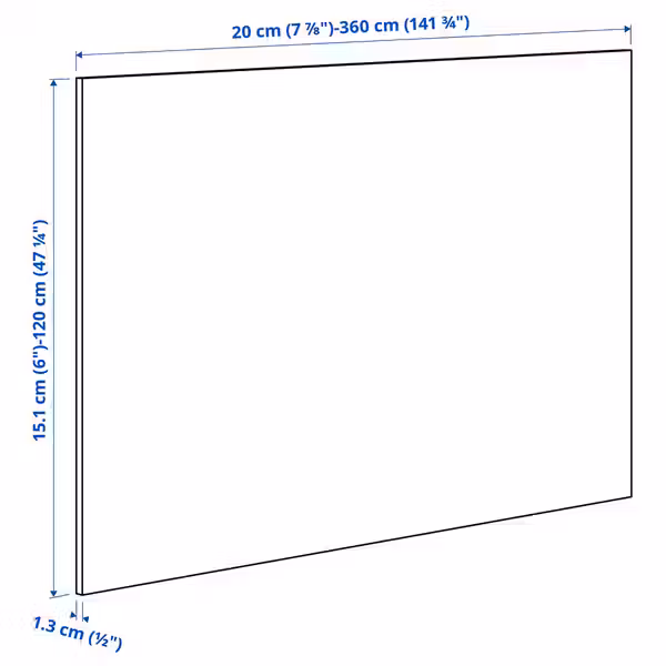 SIBBARP Настенная панель под заказ - коричневый под грецкий орех/ламинат 1 м²x1.3 см - схема-чертеж с размерами