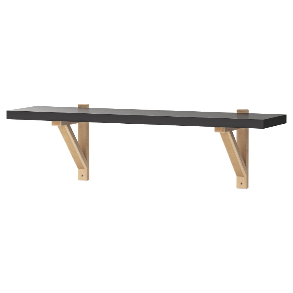 Полка навесная ЭКБИ ЕРПЕН / ЭКБИ ВАЛЬТЕР, черно-коричневый, береза (79x19 см) - схема-чертеж с размерами