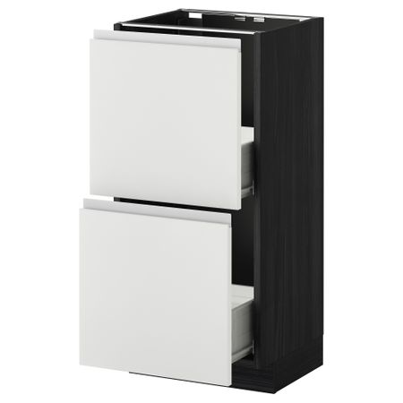 Напольный шкаф с 2 ящиками МЕТОД / ФОРВАРА, черный, Нодста белый