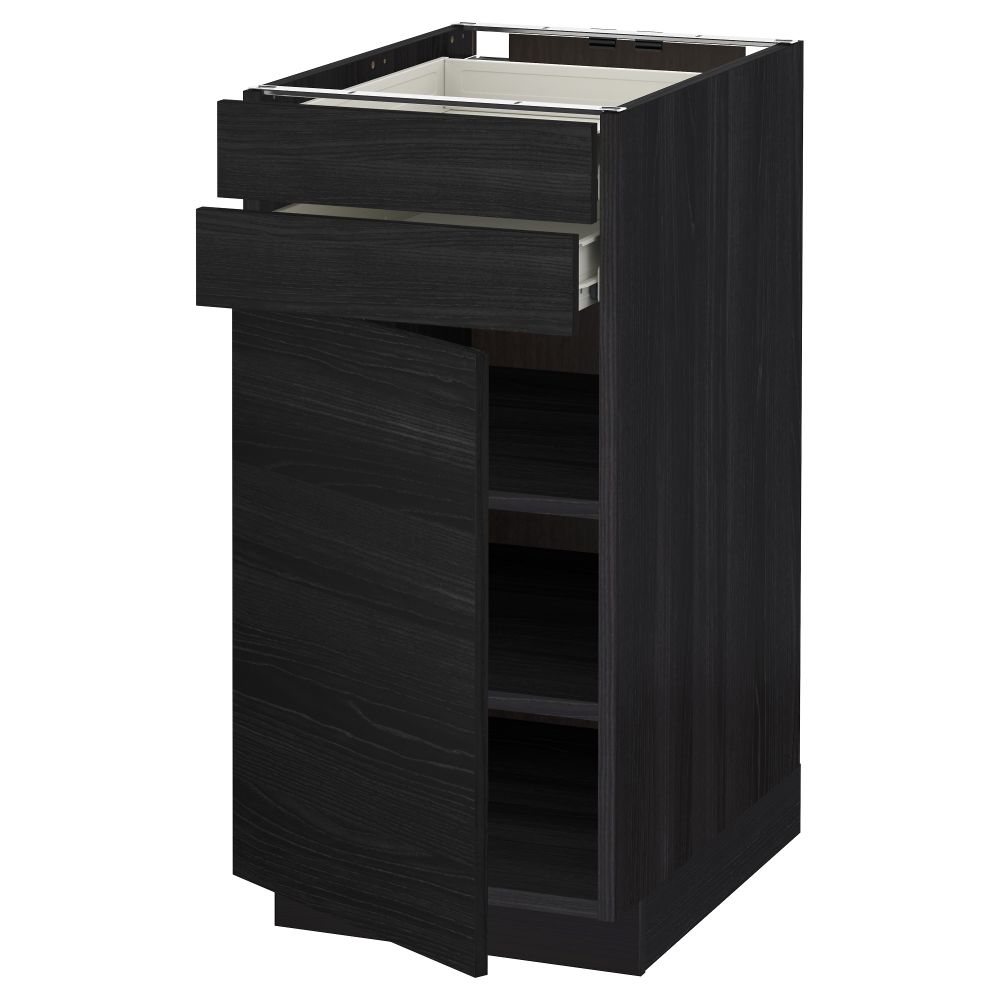 Напольный шкаф с дверцей, 2 ящиками МЕТОД / ФОРВАРА, черный, Тингсрид черный - схема-чертеж с размерами