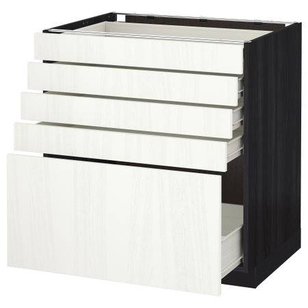 Напольный шкаф с 5 ящиками МЕТОД / ФОРВАРА, черный, Росдаль белый