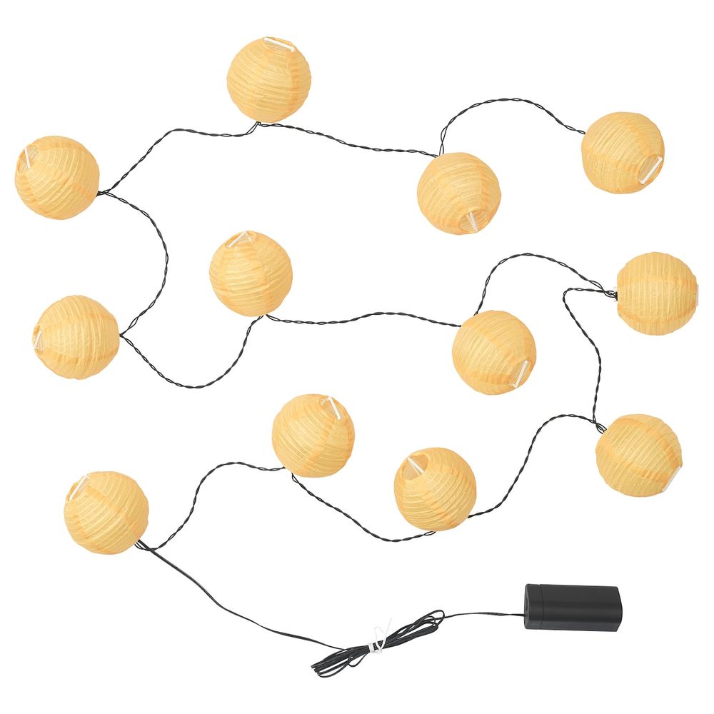 Гирлянда, 12 светодиодов, с батарейным питанием/для сада желтый IKEA СОЛВИДЕН 404.530.56 - фото 1