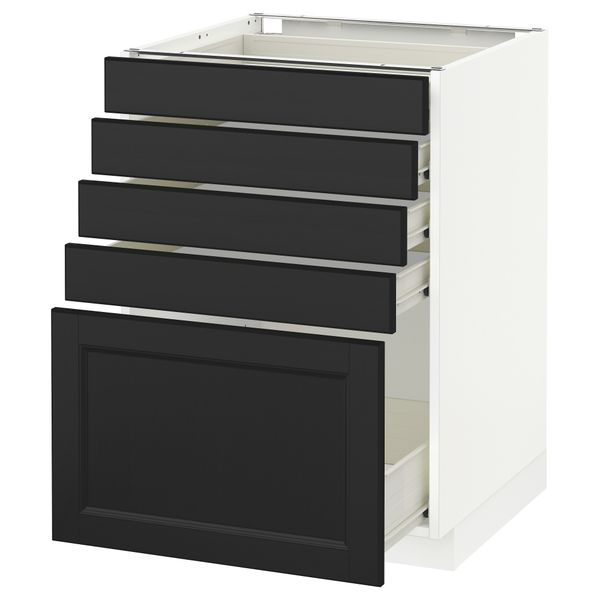 Напольный шкаф с 5 ящиками МЕТОД / ФОРВАРА, белый, Лаксарби черно-коричневый - схема-чертеж с размерами