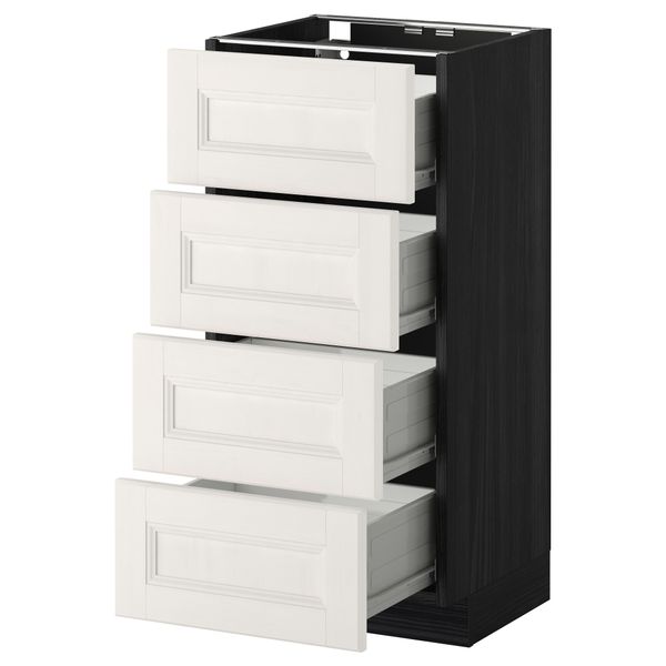 Напольный шкаф 4 фронтальных панели/4 ящика МЕТОД / ФОРВАРА, черный, Лаксарби белый - схема-чертеж с размерами