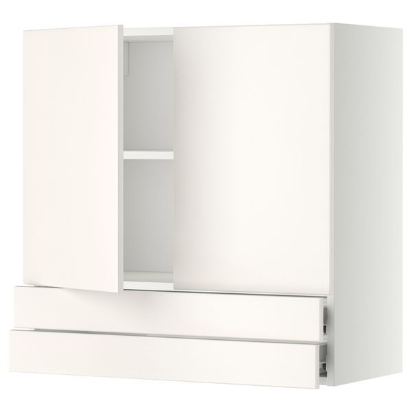 Навесной шкаф, 2 дверцы, 2 ящика МЕТОД / ФОРВАРА, белый, Веддинге белый - фото 1