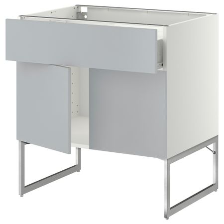 Напольный шкаф, полки, ящик, 2 двери МЕТОД / ФОРВАРА, белый, Веддинге серый