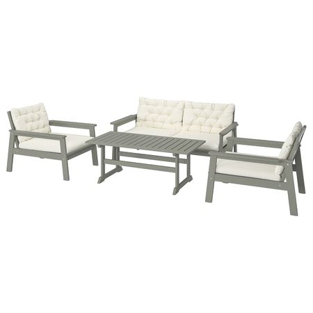 4-местный комплект садовой мебели, серый морилка/Куддарна бежевый IKEA BONDHOLMEN БОНДХОЛЬМЕН 093.240.00