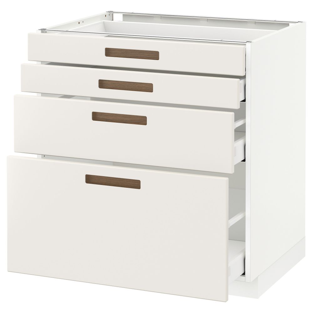 Напольный шкаф 4 фронтальных панели, 4 ящика МЕТОД / МАКСИМЕРА, белый, Мэрста белый - схема-чертеж с размерами