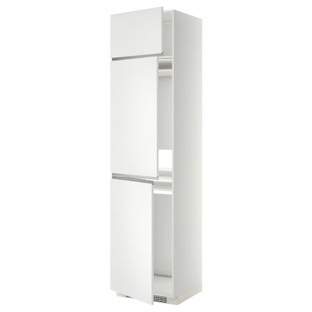 Высокий шкаф для холодильника или морозильника, с 3 дверями МЕТОД, белый, Нодста белый (60x60x240 см)