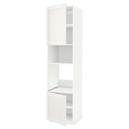 Высокий шкаф для духовки/СВЧ, 2 дверцы/полки, белый/Сэведаль белый 60x60x240 см IKEA METOD МЕТОД 194.458.98