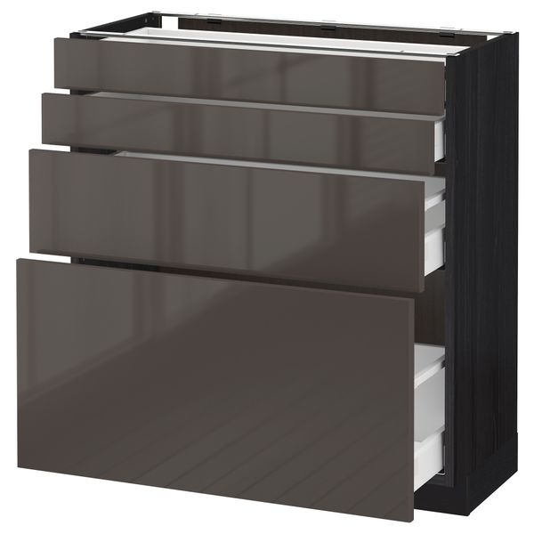 Напольный шкаф 4 фронтальных панели, 4 ящика МЕТОД / МАКСИМЕРА, черный, Рингульт серый - схема-чертеж с размерами