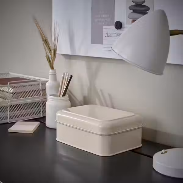 PLOGFÅRA ПЛОГФОРА Коробка с крышкой - светло-бежевый 22x16x8 см - фото 2