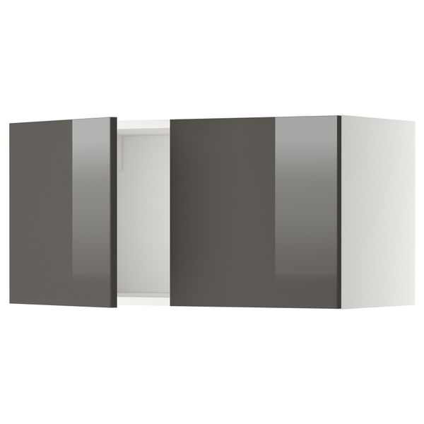 Навесной шкаф с 2 дверями МЕТОД, белый, Рингульт серый (80x40 см) - схема-чертеж с размерами