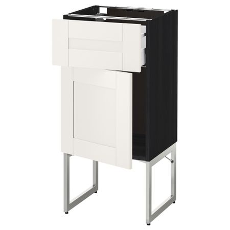 Напольный шкаф с ящиком, дверью МЕТОД / МАКСИМЕРА, черный, Сэведаль белый
