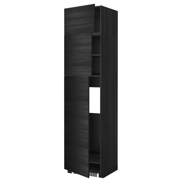 Высокий шкаф для холодильника/3дверцы, черный, Тингсрид черный 60x60x240 см IKEA МЕТОД 492.331.21 - схема-чертеж с размерами