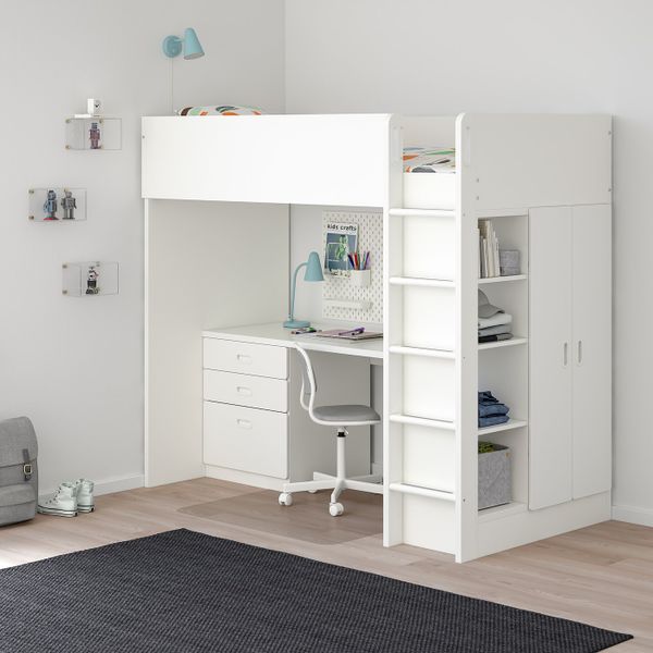 Кровать-чердак, 3 ящика, 2 дверцы, белый/белый 207x99x182 см IKEA СТУВА / ФРИТИДС 192.534.36 - фото 2