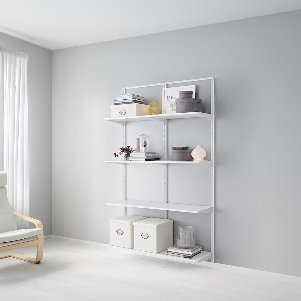Настенная шина/полки, белый 132x41x199 см IKEA АЛЬГОТ 192.302.37 - фото 1