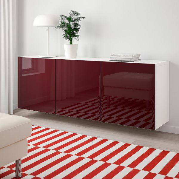 Комбинация настенных шкафов, белый Сельсвикен/глянцевый темный красно-коричневый 180x42x64 см IKEA BESTÅ БЕСТО 493.017.42 - фото 2