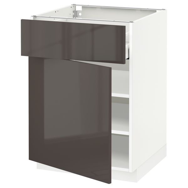 Напольный шкаф с ящиком, дверью МЕТОД / МАКСИМЕРА, белый, Рингульт серый - схема-чертеж с размерами
