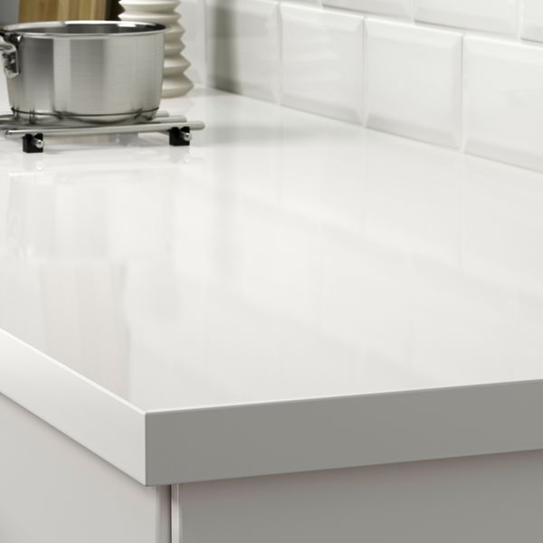 Столешница под заказ, 63.6-125x7.7 см, белый глянцевый, ламинат IKEA DEJE 503.455.61 - фото 5