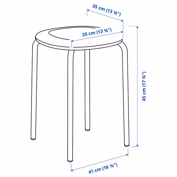 GULTARP ГУЛТАРП Табурет - антрацит/Remmarn антрацит - схема-чертеж с размерами