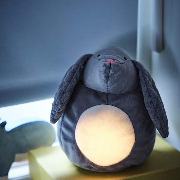 Светодиодный ночник-мягкая игрушка, 19 см, серый кролик с батарейным питанием IKEA PEKHULT ПЕКХУЛЬТ 504.700.03 - схема-чертеж с размерами