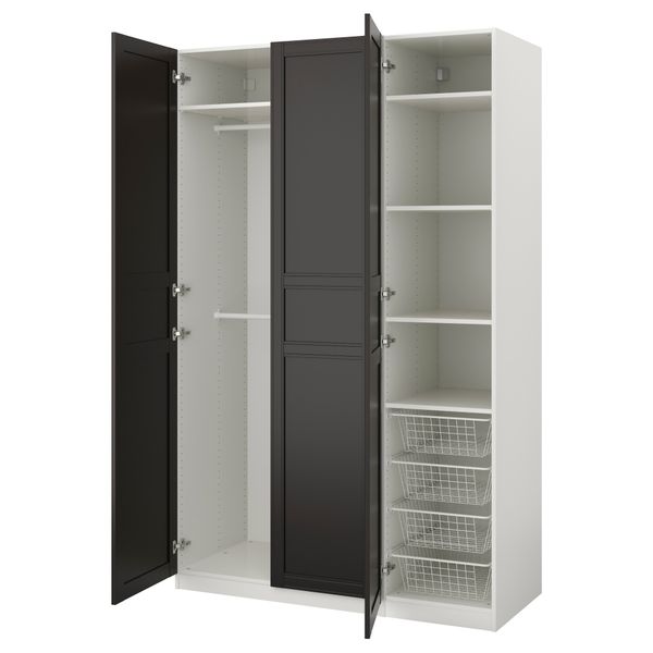 Гардероб ПАКС, белый, Флисбергет антрацит (150x60x236 см) - фото 1