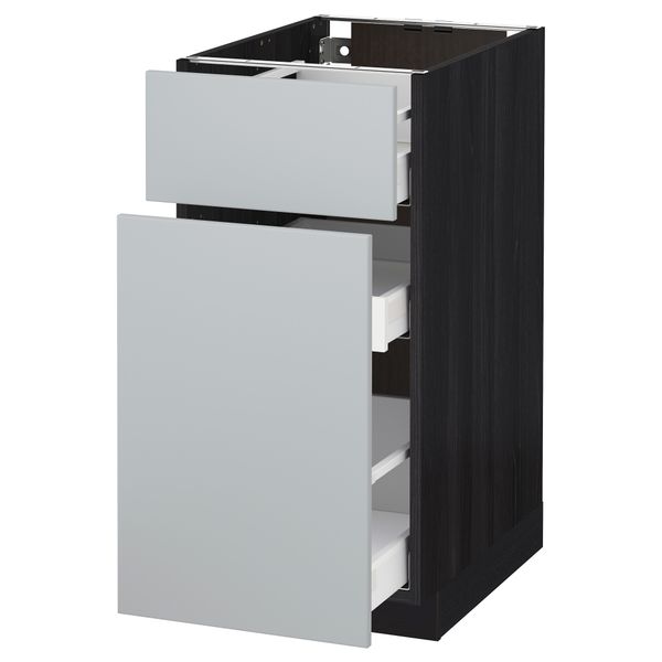 Напольный шкаф, выдвижной секцией, ящик МЕТОД / МАКСИМЕРА, черный, Веддинге серый - схема-чертеж с размерами