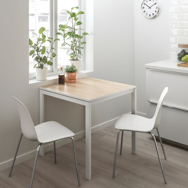 Стол и 2 стула, ясень белый, Брур-Инге хромированный 75x75 см IKEA МЕЛЬТОРП / ЛЕЙФ-АРНЕ 192.875.73 - фото 2