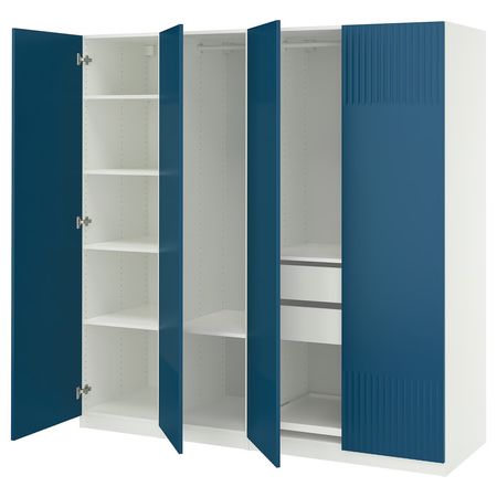 PAX / FYRUDDEN Гардероб, комбинация - белый/синий 200x60x201 см