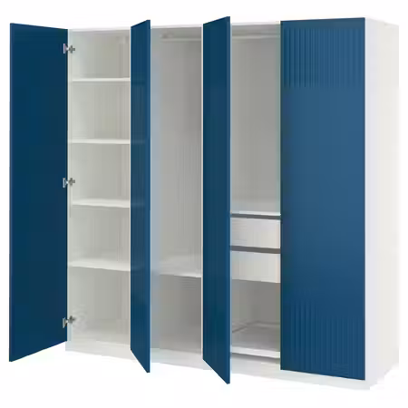 PAX / FYRUDDEN Гардероб, комбинация - белый/синий 200x60x201 см
