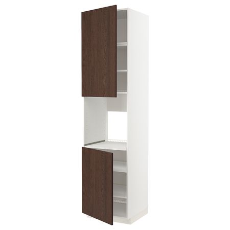 Высокий шкаф для духовки/2дверцы/полки, белый/Синарп коричневый 60x60x240 см IKEA METOD МЕТОД 994.469.69