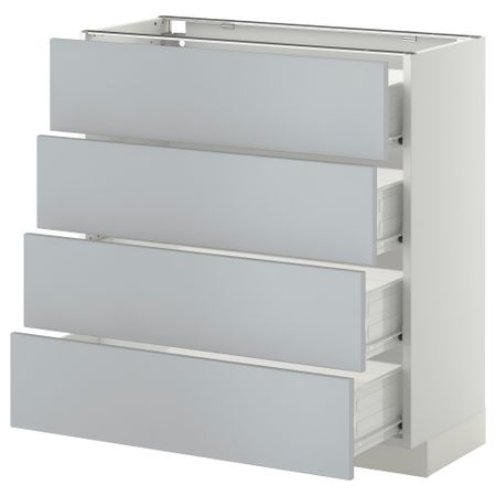 Напольный шкаф 4 фронтальных панели, 4 ящика МЕТОД / ФОРВАРА, белый, Веддинге серый