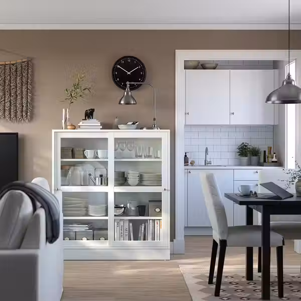 HAVSTA Шкаф-витрина с цоколем - белый прозрачное стекло 121x37x134 см - фото 2