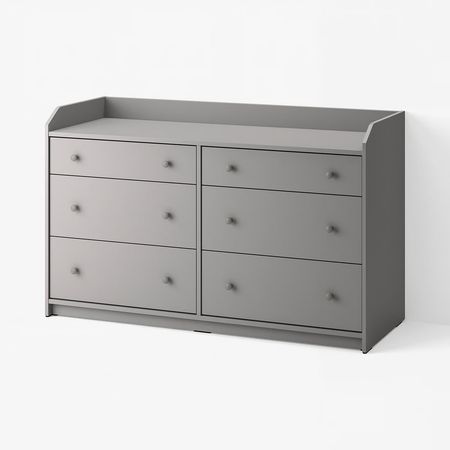 HAUGA Комод с 6 ящиками - серый 138x46x84 см