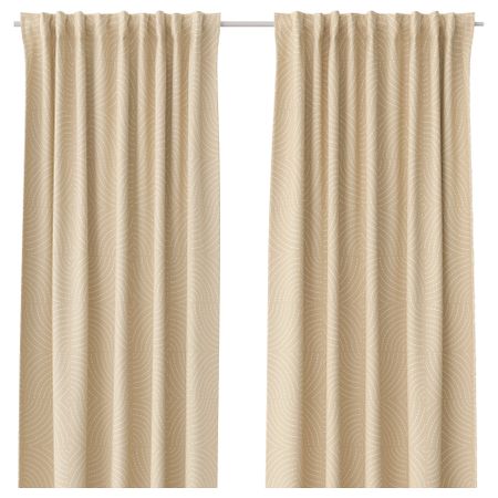 Гардины, 2 шт., 145x300 см, бежевый IKEA ÅKERMOLKE 005.665.69
