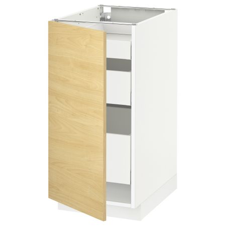 Напольный шкаф с 1 дверцей, 3 ящика МЕТОД / МАКСИМЕРА, белый, Тингсрид береза