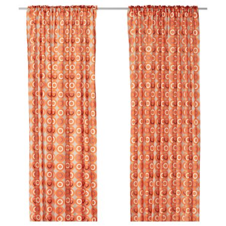 Гардины, 1 пара ВИТПИТТА, бежевый, оранжевый (145x270 см)