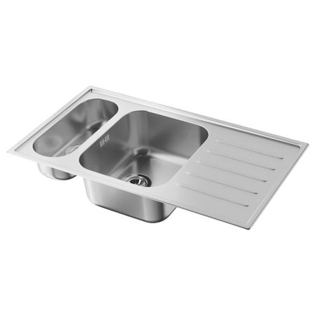 Врезная мойка 1 1/2 с крылом БУХОЛЬМЕН, нержавеющ сталь (90x50 см)