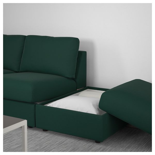 3-местный диван ВИМЛЕ, с открытым торцом, Гуннаред темно-зеленый - схема-чертеж с размерами