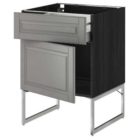 Напольный шкаф с ящиком, дверью МЕТОД / МАКСИМЕРА, черный, Будбин серый