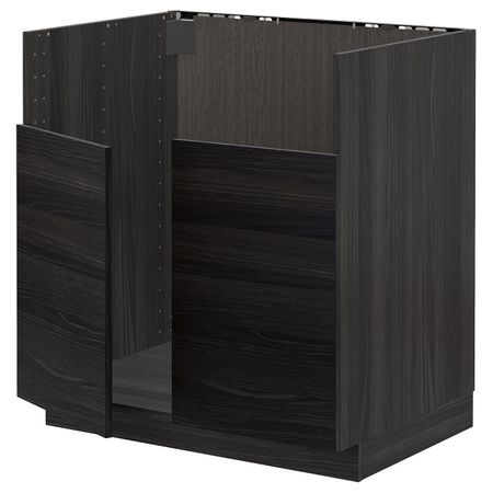 Шкаф для двойной мойки БРЕДШЁН, черный, Тингсрид черный 80x60 см IKEA МЕТОД 692.996.20