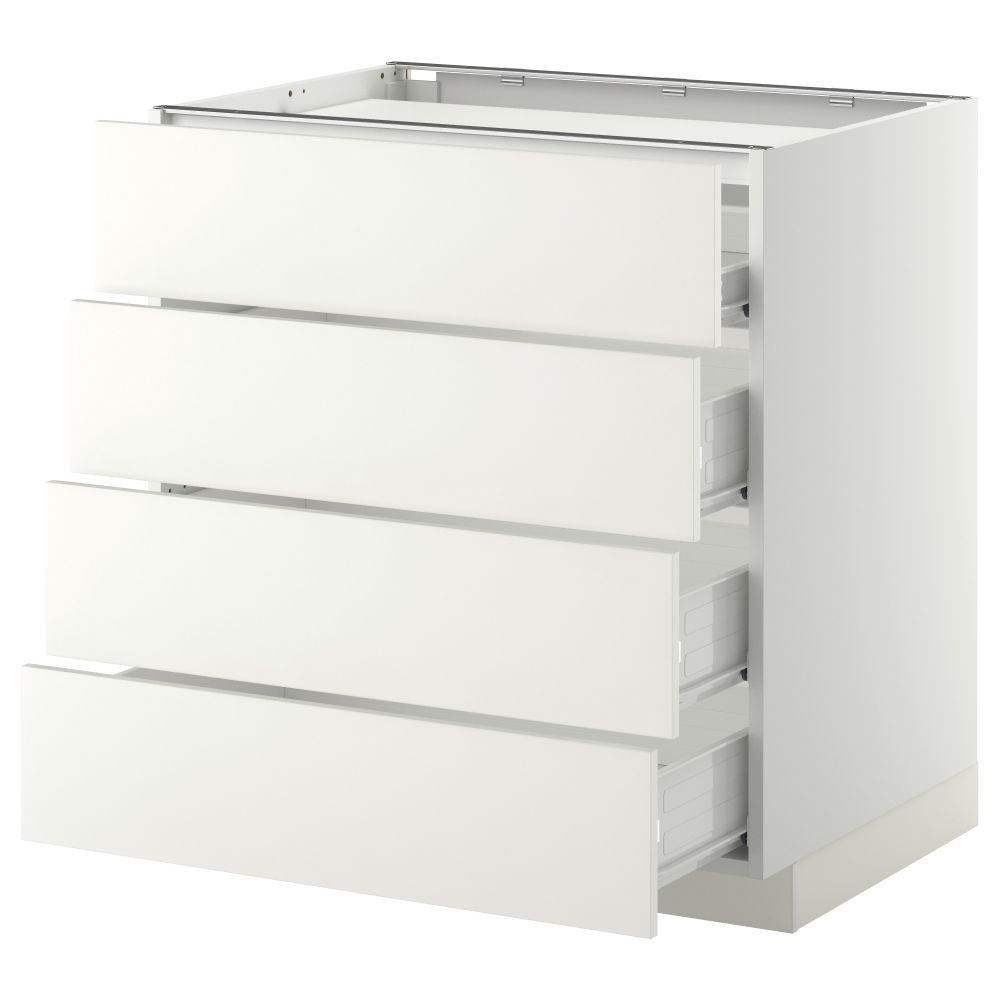 Напольный шкаф, 4 фронтальных панели, 4 ящика МЕТОД / ФОРВАРА, белый, Хэггеби белый - схема-чертеж с размерами